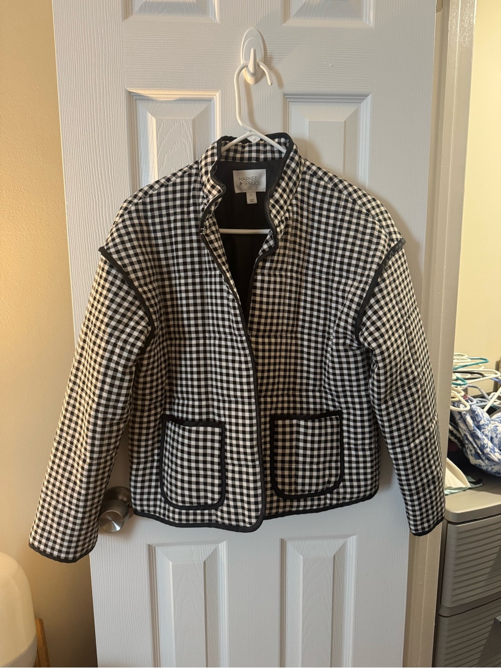 Market & Spruce Black and White Gingham Jacket